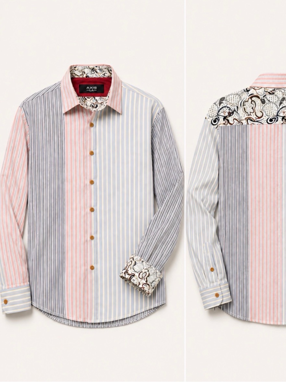 AXIS LA Men's Striped Button-Up Shirt - Pastel Multi
